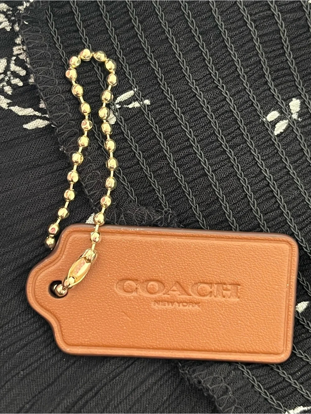 NWOT Coach Disney Tan Leather Hang Tag with Hold Chain